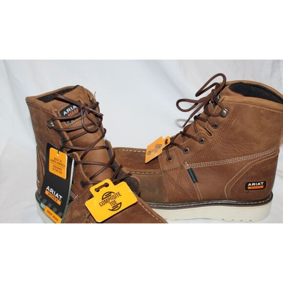 Ariat Work Men Rebar Leather Waterproof Comp Toe Western Work Boot Honey 9 WIDE main image 7
